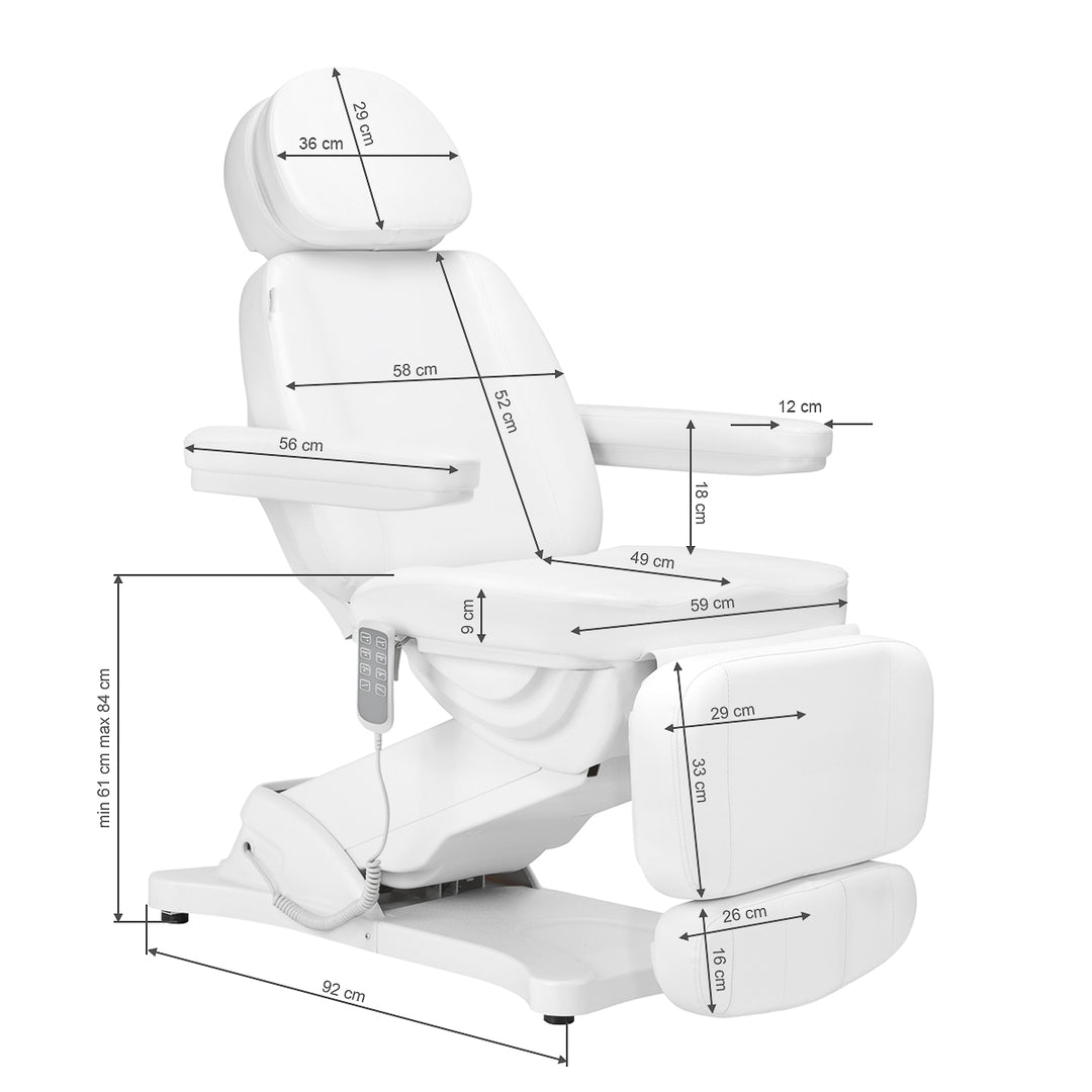 Poltrona Estetica Elettrica Sillon Classic 4 Motori Inclinabile Bianca - immagine 21