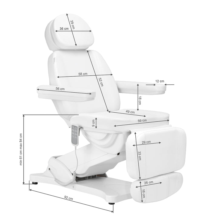 Poltrona Estetica Elettrica Sillon Classic 4 Motori Inclinabile Bianca - immagine 21