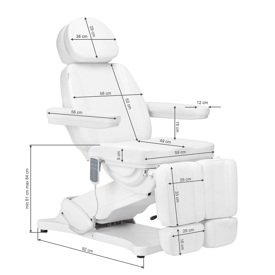 Poltrona Estetica Elettrica Sillon Classic 3 Motori Inclinabile Bianca - immagine 21