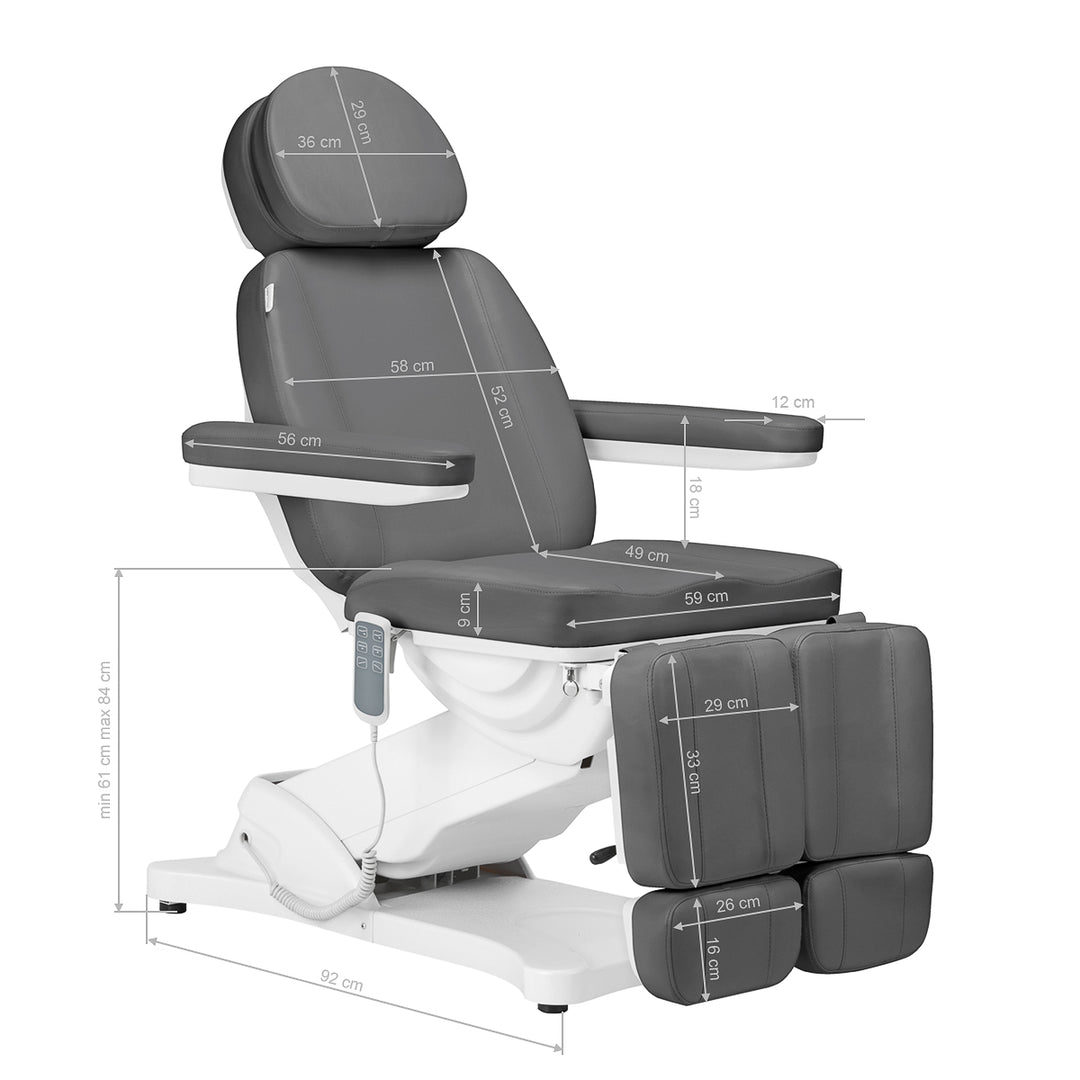 Poltrona Estetica Elettrica Sillon Classic 3 Motori Inclinabile Grigia - immagine 21