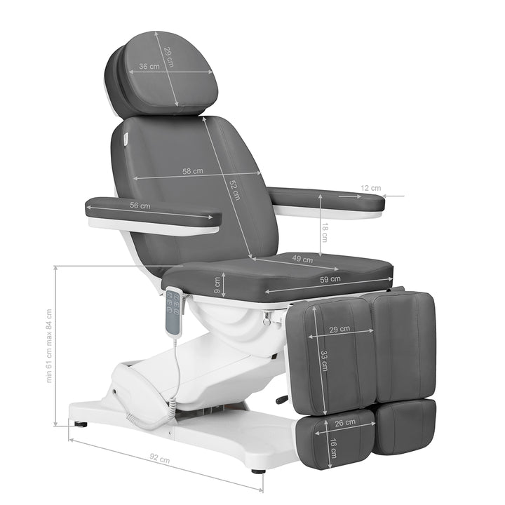 Poltrona Estetica Elettrica Sillon Classic 3 Motori Inclinabile Grigia - immagine 21