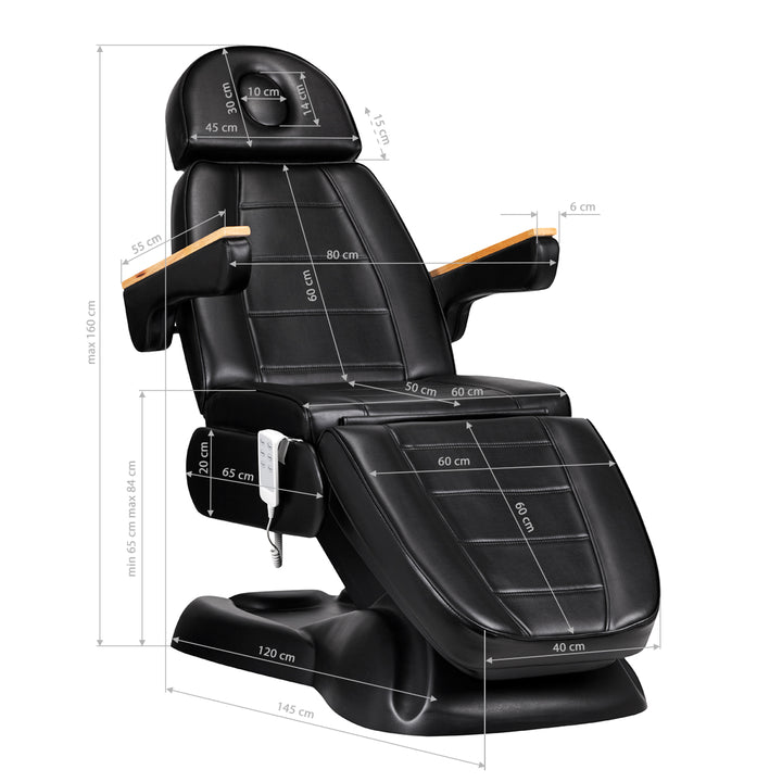 Poltrona Estetica Elettrica Sillon Lux 273B 3 Motori con Sgabello Nero - immagine 18
