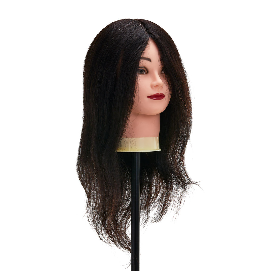 Testina Parrucchiere Gabbiano WZ1 Capelli Veri 30 cm Nero - immagine 3