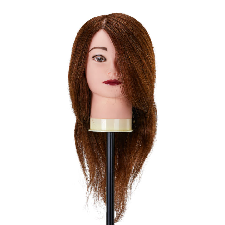 Testina Parrucchiere Gabbiano WZ1 Capelli Veri 30 cm Castano - immagine 2
