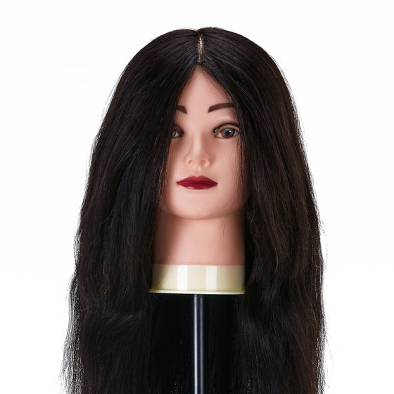 Testina Parrucchiere Gabbiano WZ1 Capelli Veri 42 cm Nero