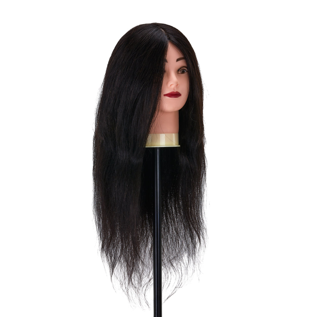 Testina Parrucchiere Gabbiano WZ1 Capelli Veri 42 cm Nero - immagine 3