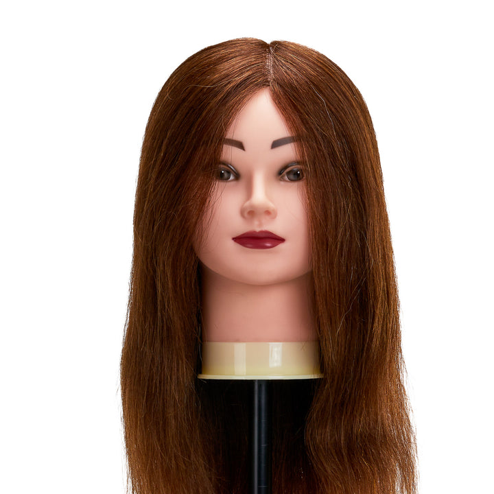 Testina Parrucchiere Gabbiano WZ1 Capelli Veri 42 cm Castano