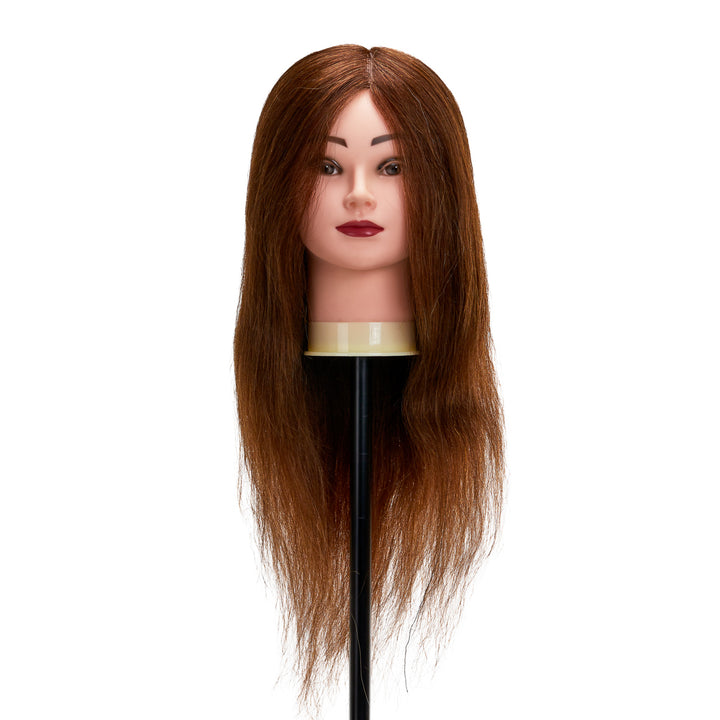 Testina Parrucchiere Gabbiano WZ1 Capelli Veri 42 cm Castano - immagine 2