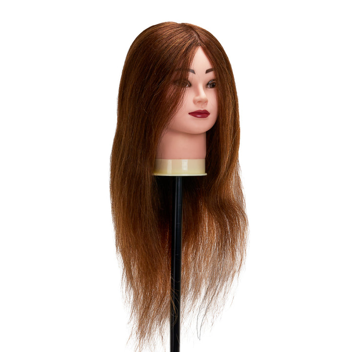 Testina Parrucchiere Gabbiano WZ1 Capelli Veri 42 cm Castano - immagine 3