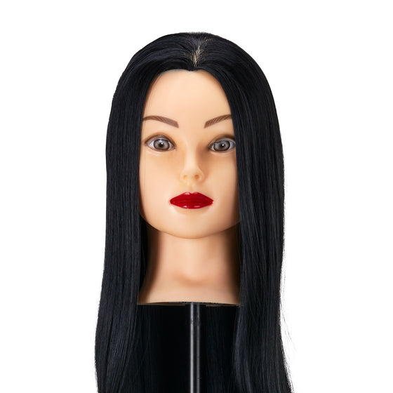 Testina Parrucchiere Gabbiano WZ2 Capelli Sintetici 55 cm Nero