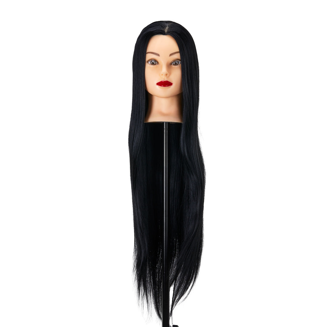 Testina Parrucchiere Gabbiano WZ2 Capelli Sintetici 55 cm Nero - immagine 2
