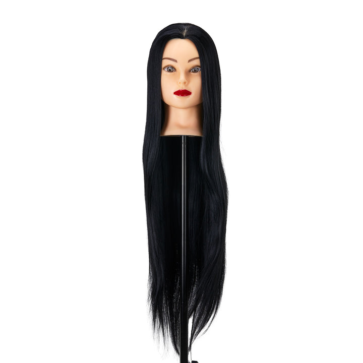 Testina Parrucchiere Gabbiano WZ2 Capelli Sintetici 55 cm Nero - immagine 2