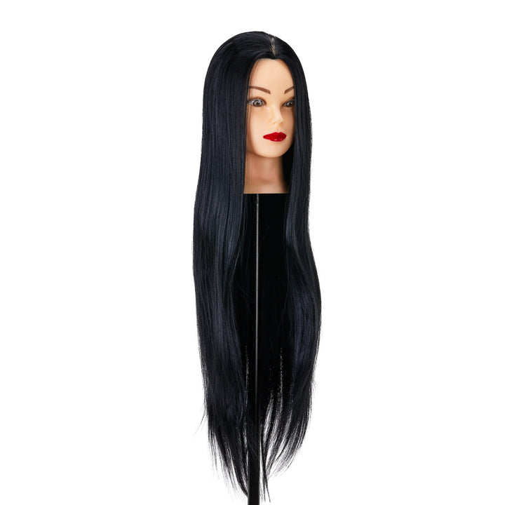 Testina Parrucchiere Gabbiano WZ2 Capelli Sintetici 55 cm Nero - immagine 3