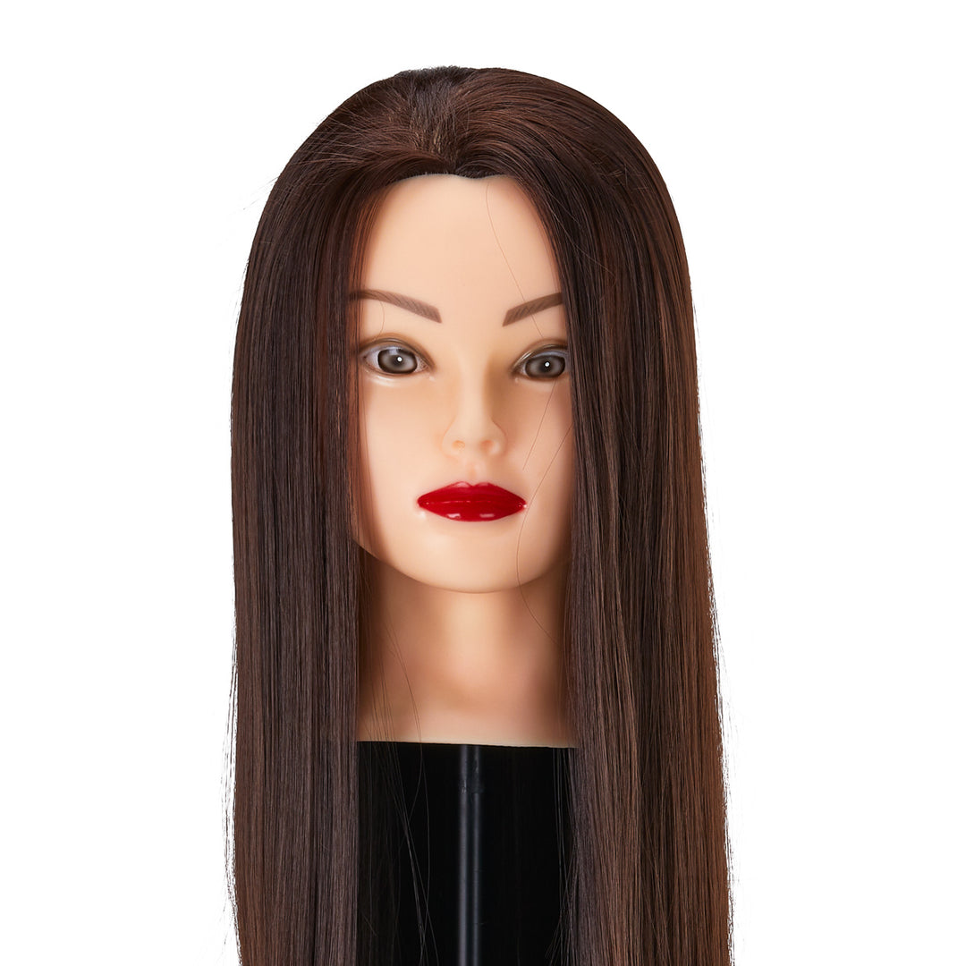 Testina Parrucchiere Gabbiano WZ2 Capelli Sintetici 55 cm Castano
