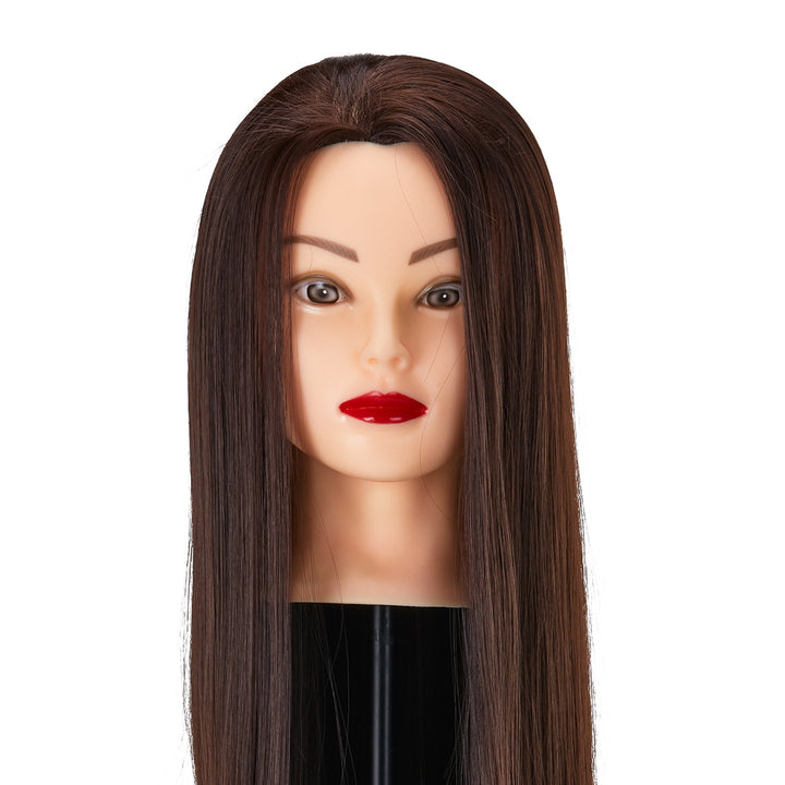 Testina Parrucchiere Gabbiano WZ2 Capelli Sintetici 55 cm Castano