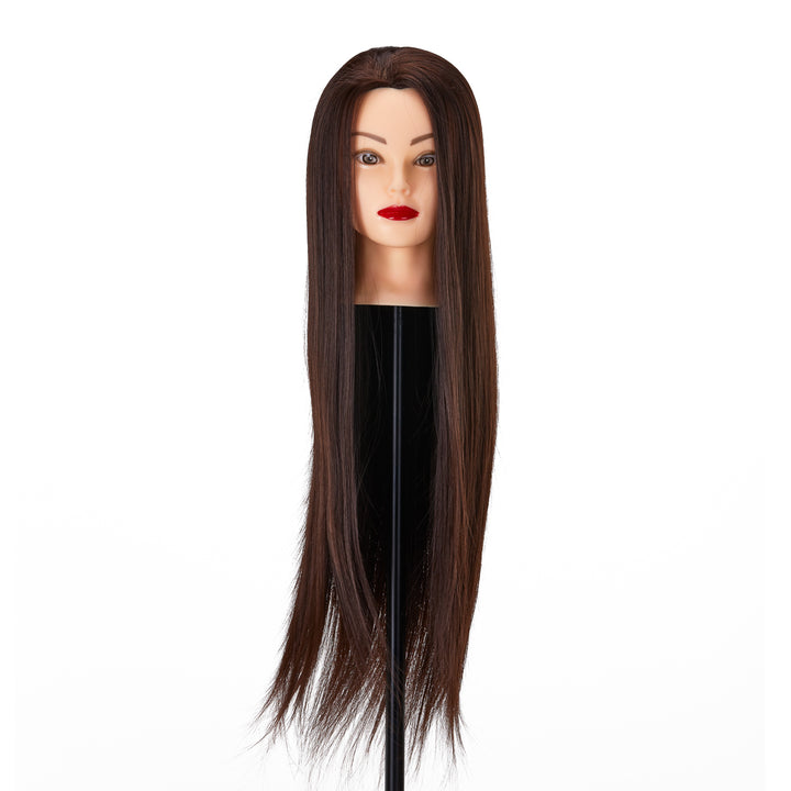 Testina Parrucchiere Gabbiano WZ2 Capelli Sintetici 55 cm Castano - immagine 2