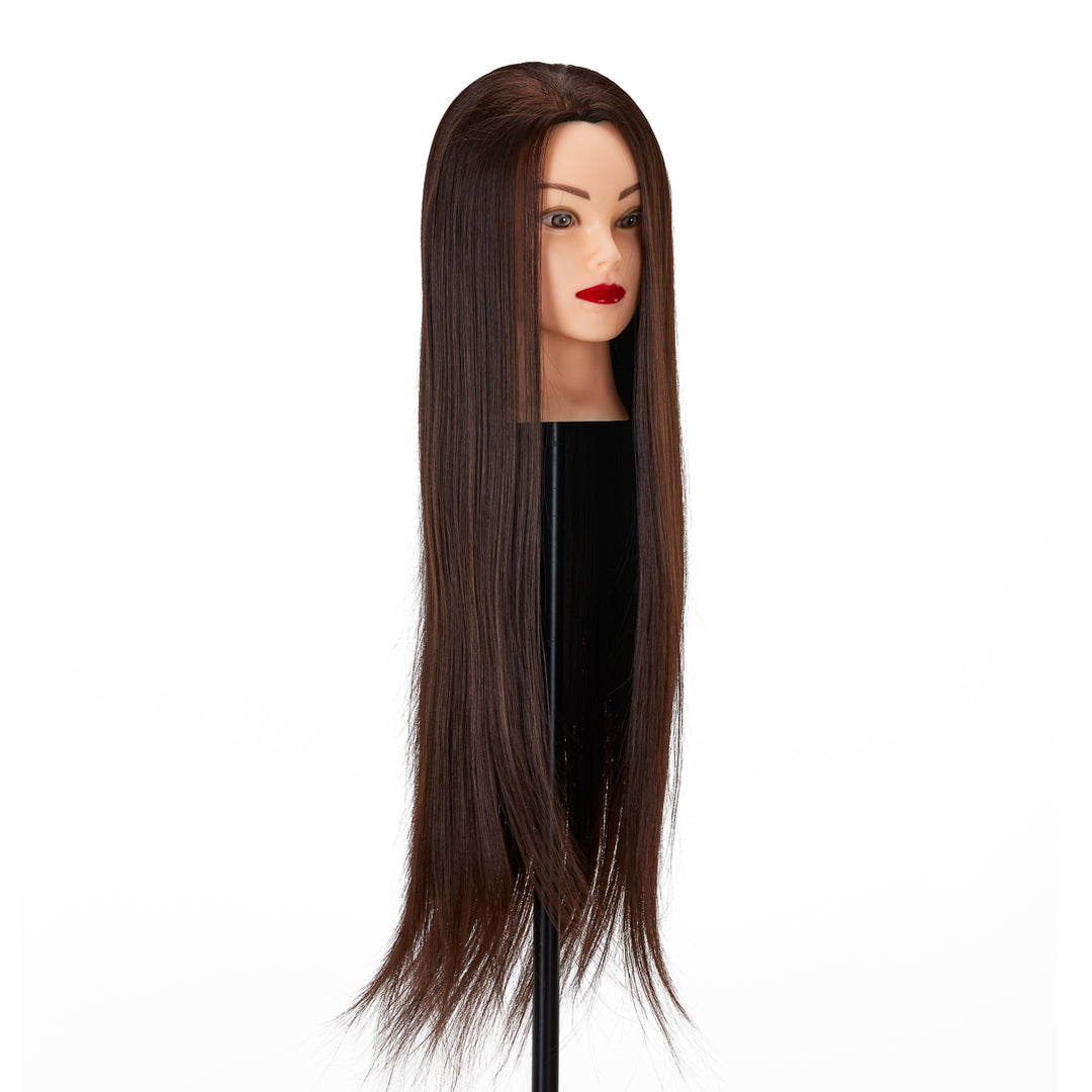 Testina Parrucchiere Gabbiano WZ2 Capelli Sintetici 55 cm Castano - immagine 3