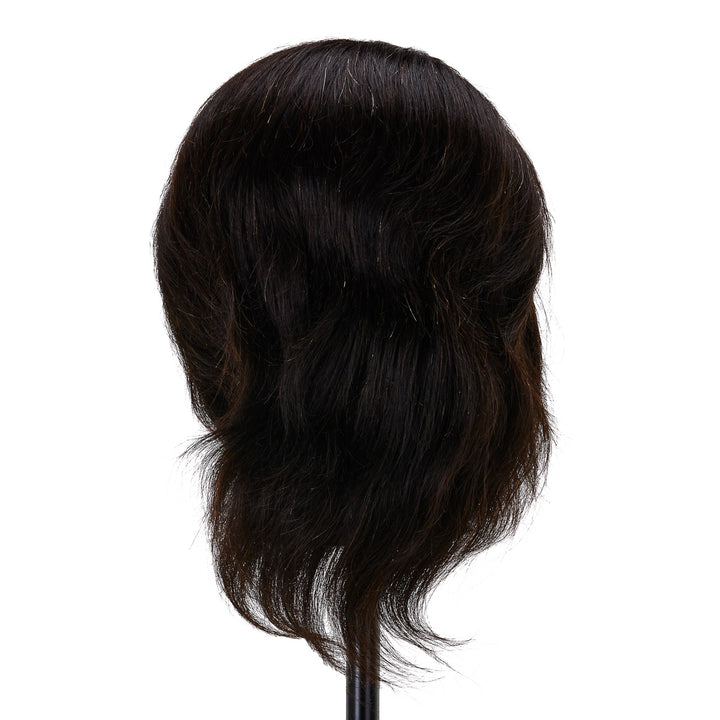 Testina Parrucchiere Uomo Gabbiano WZ3 Capelli Veri 20 cm Nero - immagine 3