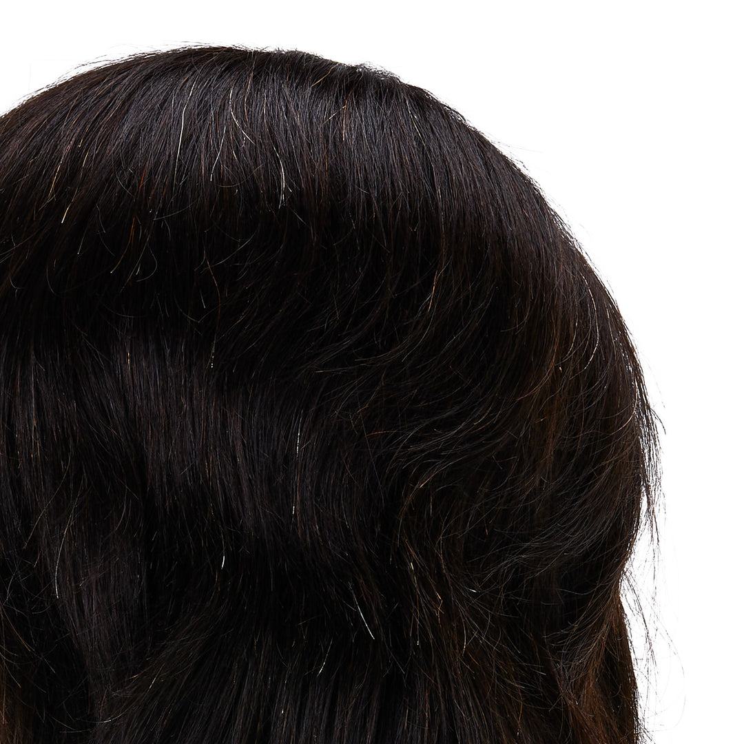 Testina Parrucchiere Uomo Gabbiano WZ3 Capelli Veri 20 cm Nero - immagine 4