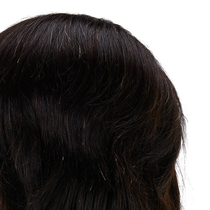 Testina Parrucchiere Uomo Gabbiano WZ3 Capelli Veri 20 cm Nero - immagine 4