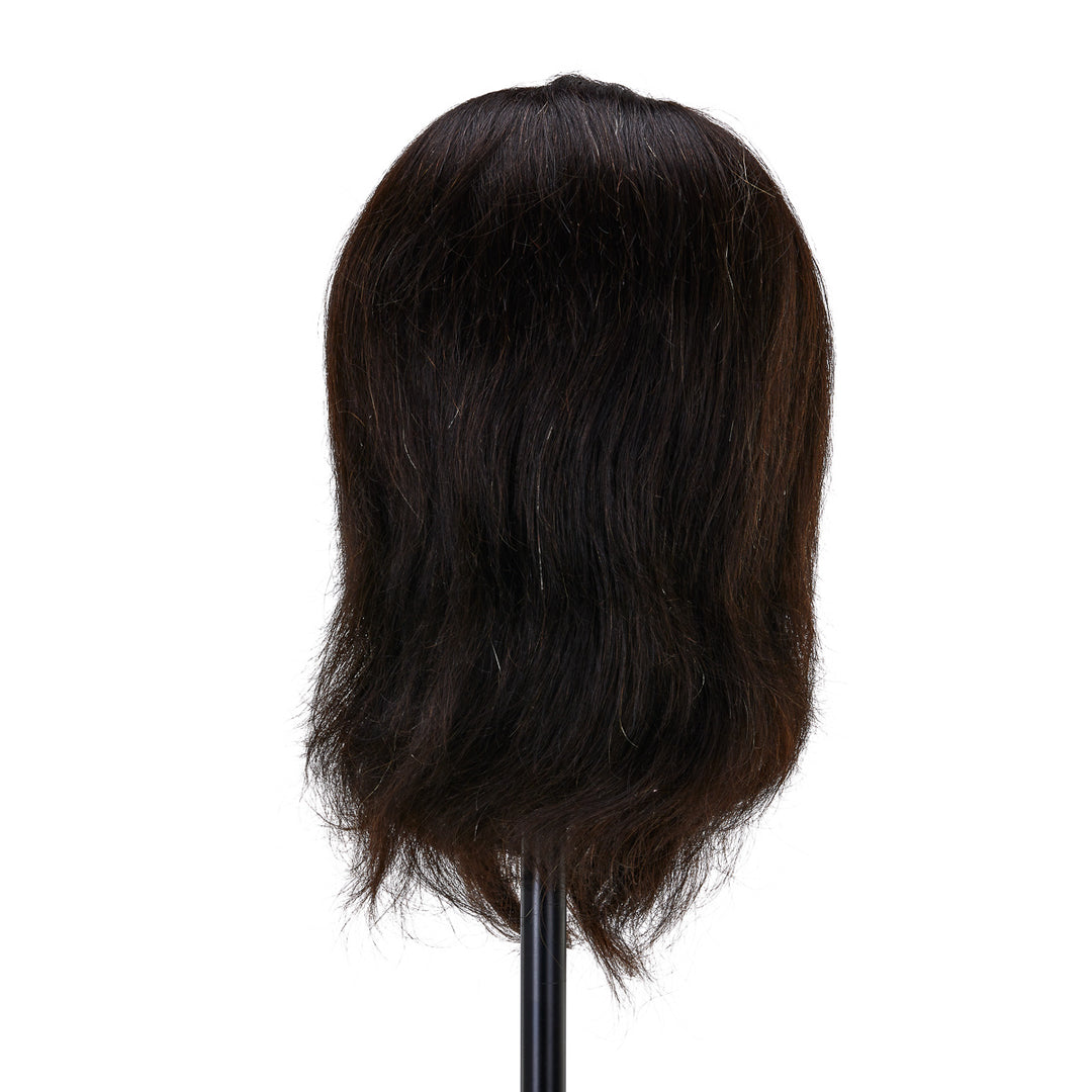 Testina Parrucchiere con Barba Gabbiano WZ4 Capelli Veri Nero - immagine 3