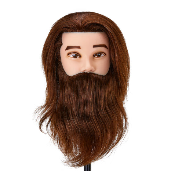 Testina Parrucchiere con Barba Gabbiano WZ4 Capelli Veri Castano