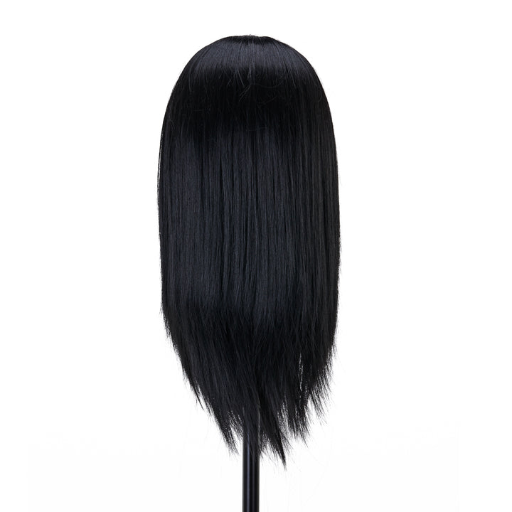 Testina Parrucchiere con Barba Gabbiano WZ4 Capelli Sintetici Nero - immagine 4