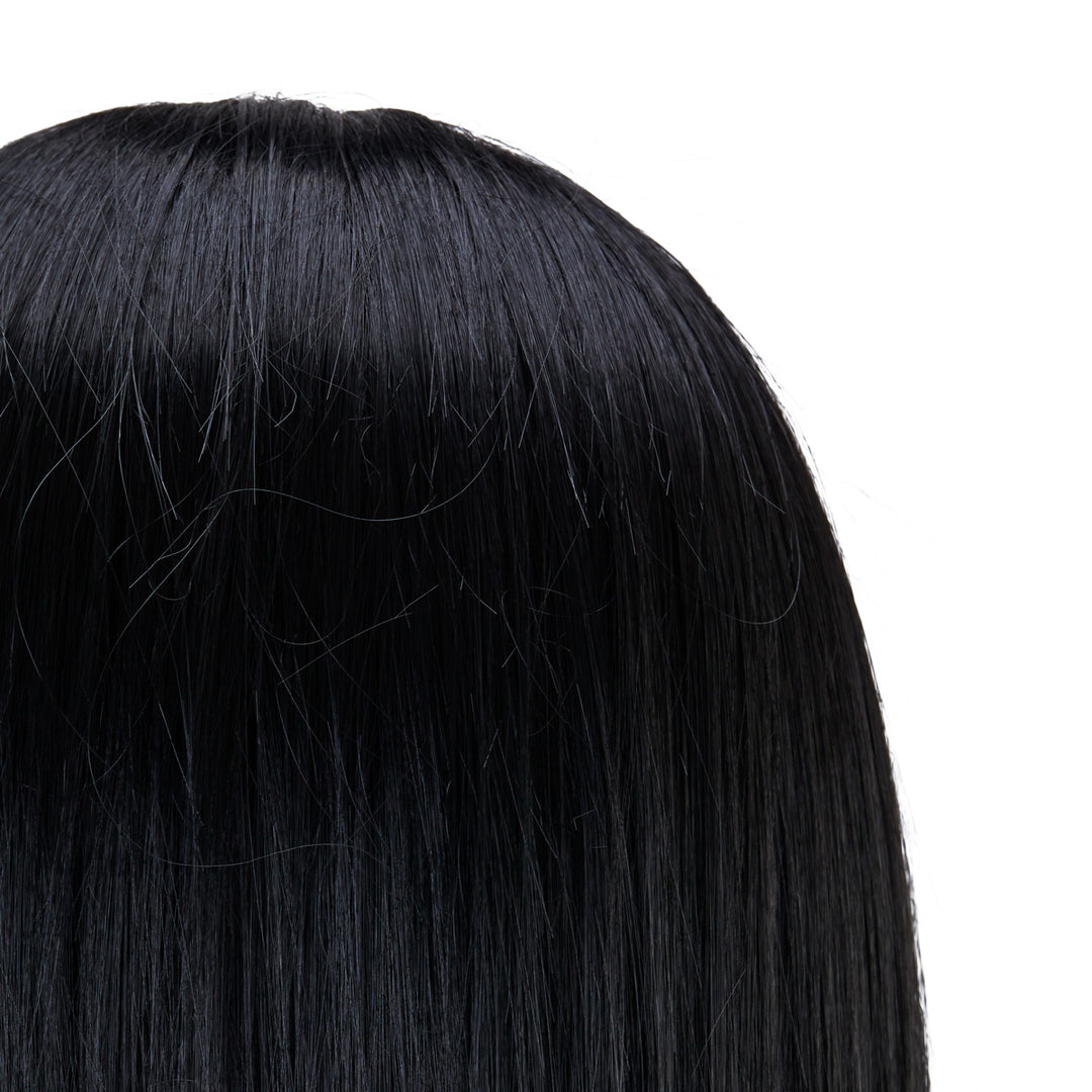 Testina Parrucchiere con Barba Gabbiano WZ4 Capelli Sintetici Nero - immagine 5