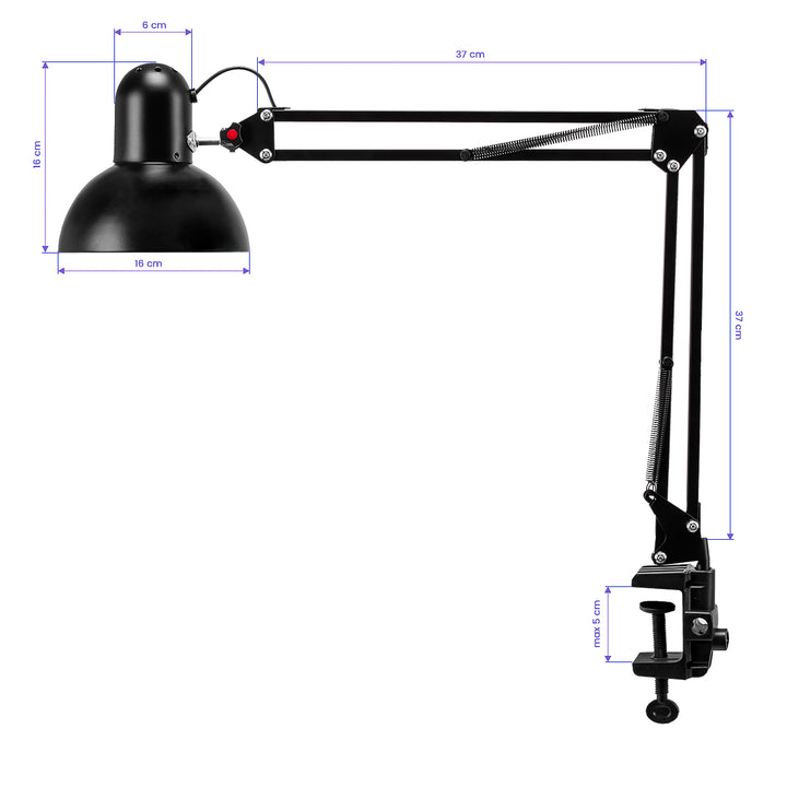 Lampada da Scrivania con Morsetto PiX 314 Nero - immagine 9
