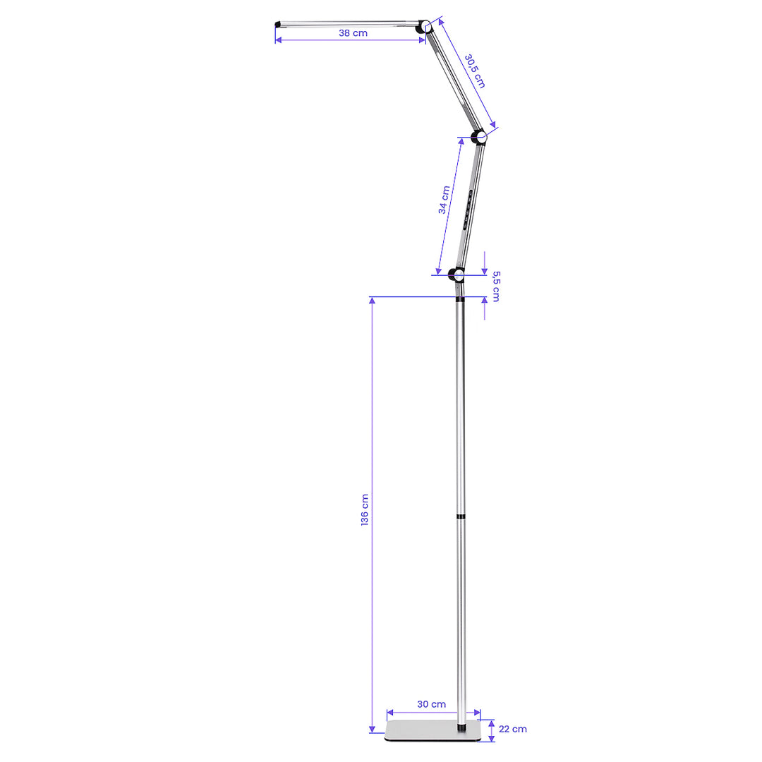 Lampada LED con Treppiede e Colore e Intensità Regolabili Yoga 22W Argento - immagine 11