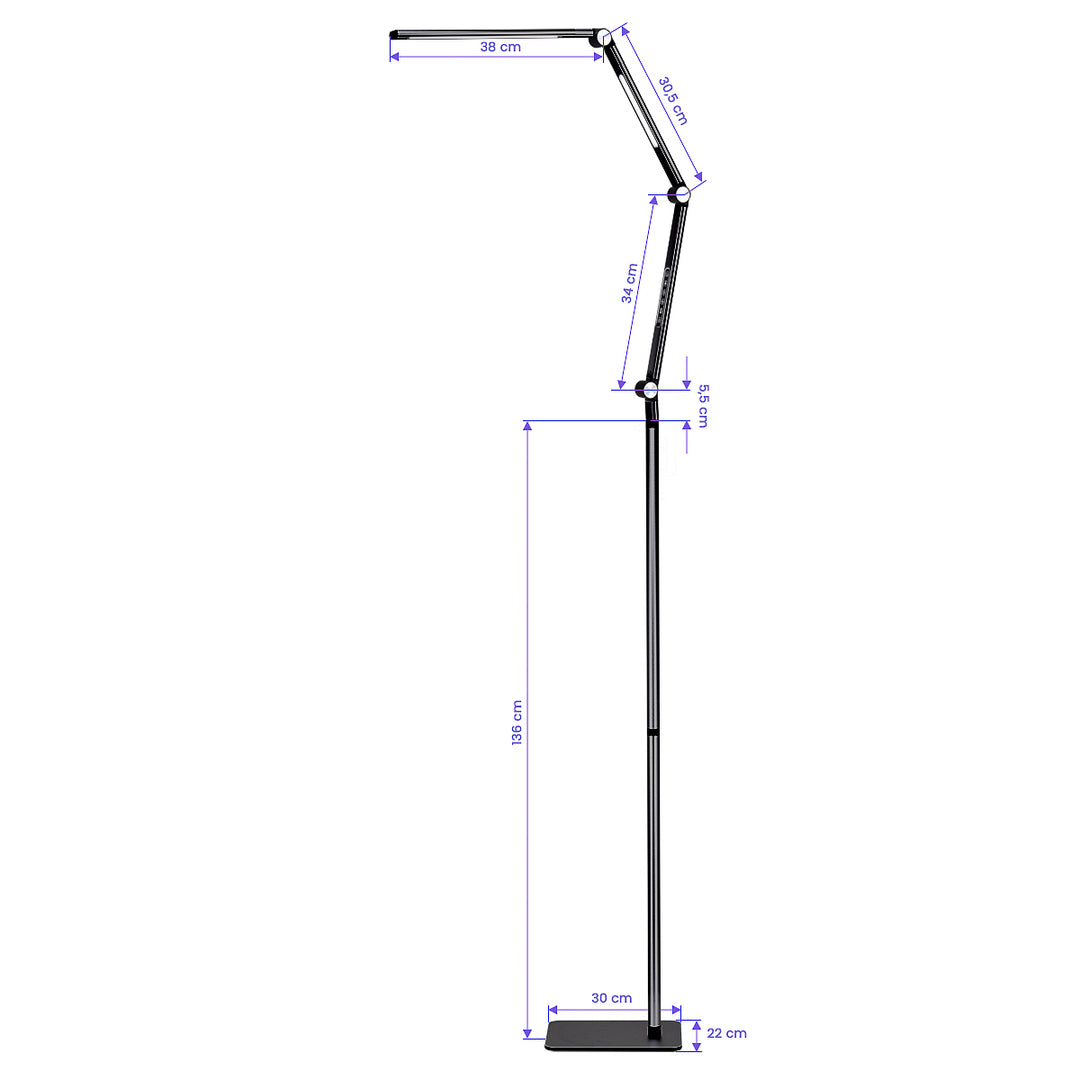 Lampada LED con Treppiede e Colore e Intensità Regolabili Yoga 22W Nero - immagine 11
