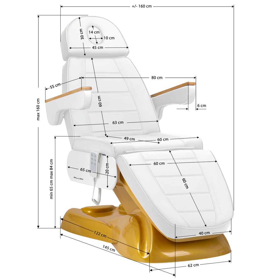 Poltrona estetista elettrica Lux 273B 3 Oro Bianco