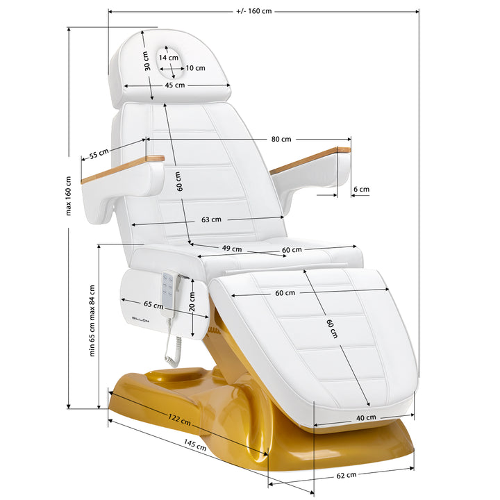 Poltrona estetista elettrica Lux 273B 3 Oro Bianco