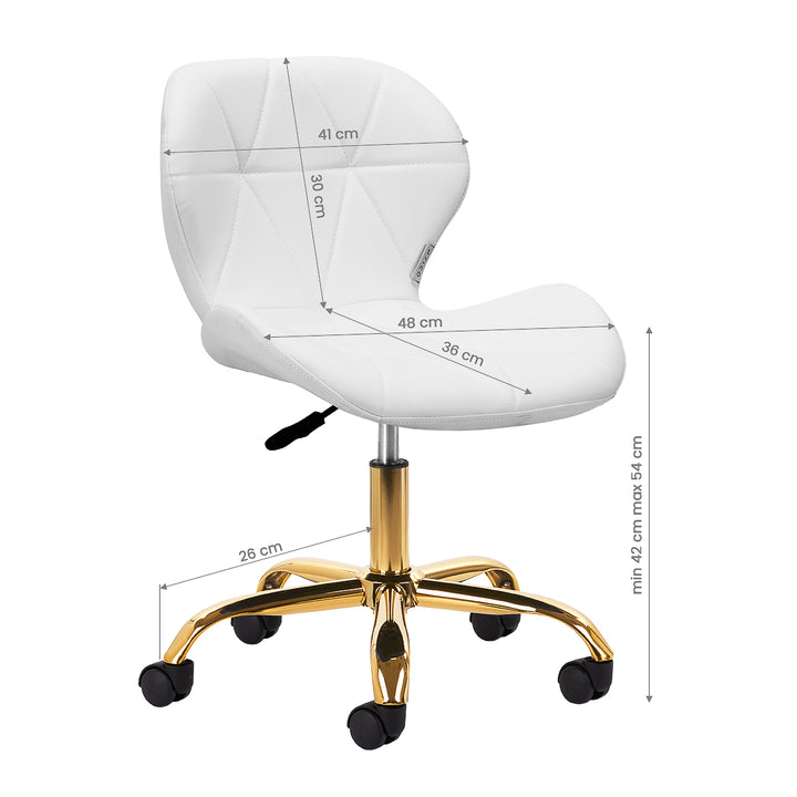 Sedia da salone con ruote regolabile 4Rico QS-06 Oro-Bianco