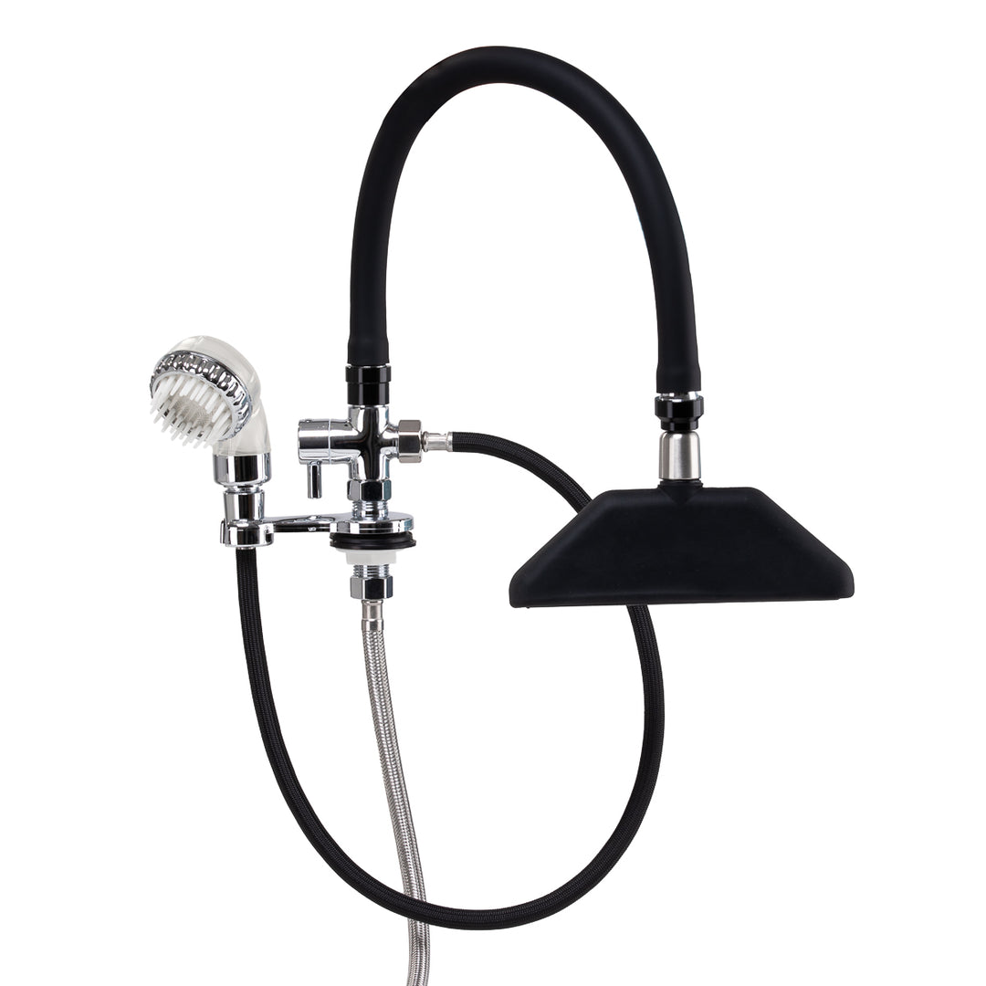 Rubinetto con Doccia a Cascata per Lavatesta Gabbiano Cromo-Nero