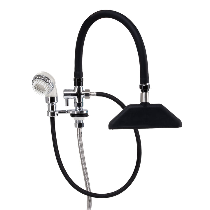 Rubinetto con Doccia a Cascata per Lavatesta Gabbiano Cromo-Nero