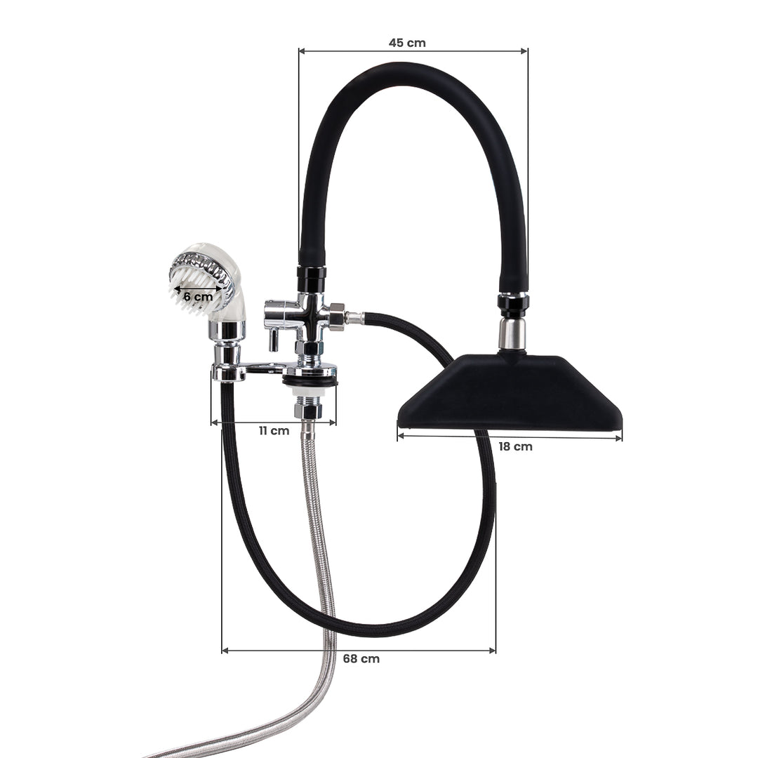 Rubinetto con Doccia a Cascata per Lavatesta Gabbiano Cromo-Nero - immagine 8