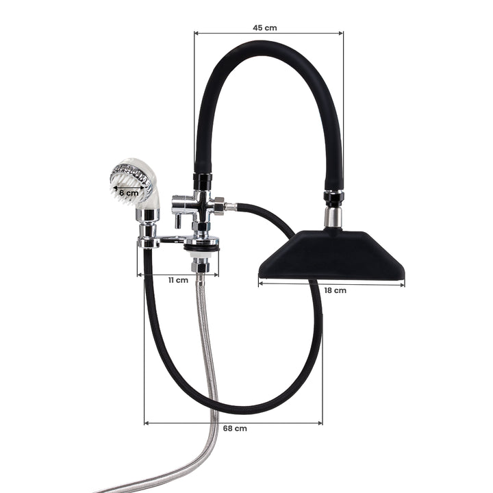 Rubinetto con Doccia a Cascata per Lavatesta Gabbiano Cromo-Nero - immagine 8