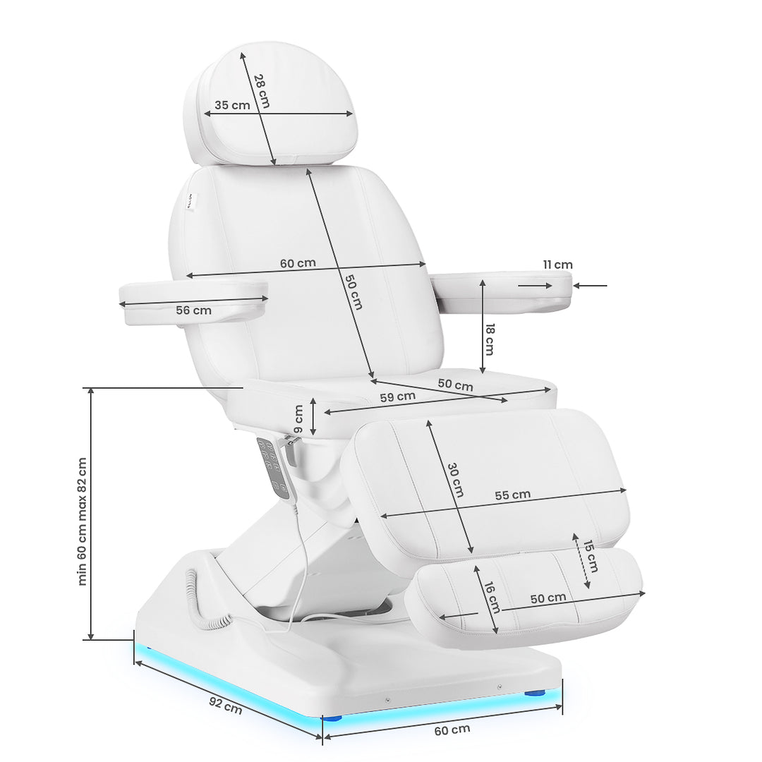 Poltrona Estetica Elettrica Sillon Luxury con 3 Motori Bianco - immagine 17