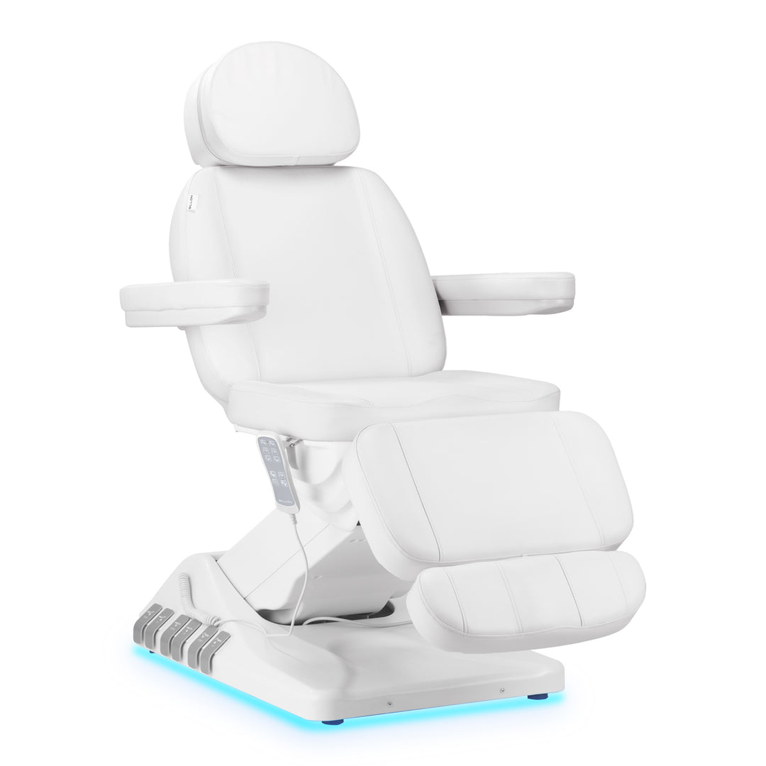 Poltrona Estetica Elettrica Sillon Luxury con 3 Motori Bianco + Pedale