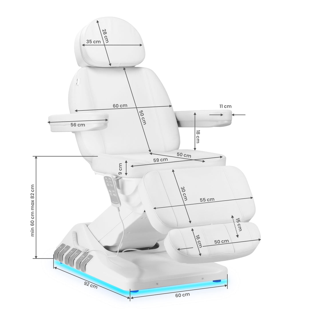 Poltrona Estetica Elettrica Sillon Luxury con 3 Motori Bianco + Pedale - immagine 19