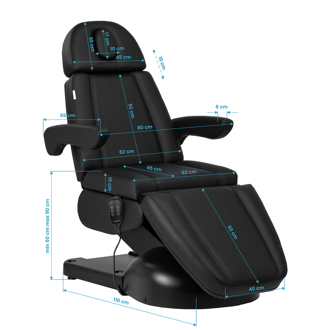 Poltrona Estetica Elettrica Azzurro Lux con 3 Motori Nero - immagine 19