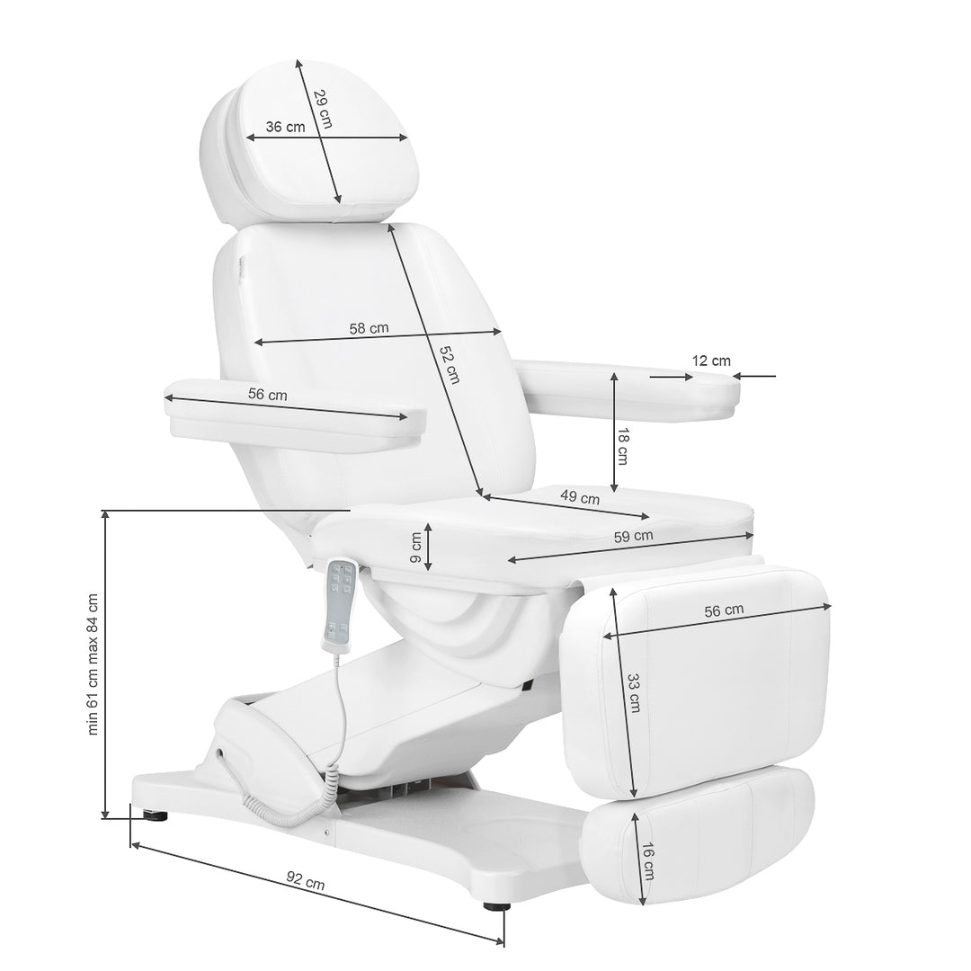 Poltrona Estetica Elettrica Sillon Classic con 3 Motori v2 Bianco con Riscaldamento - immagine 18