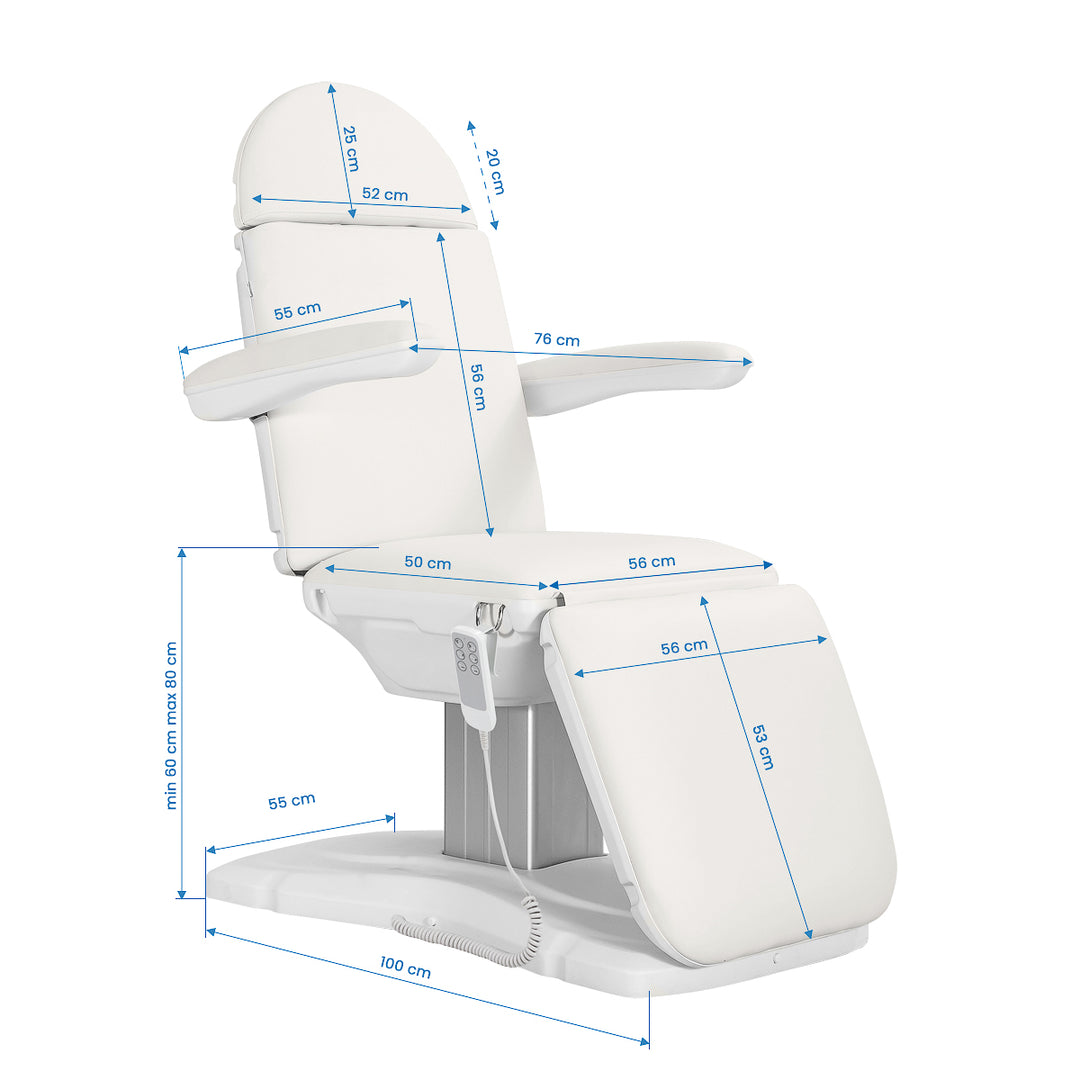 Poltrona Estetica Elettrica Sillon Eclipse con 3 Motori Bianco 11