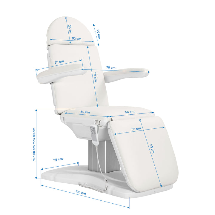 Poltrona Estetica Elettrica Sillon Eclipse con 3 Motori Bianco 11