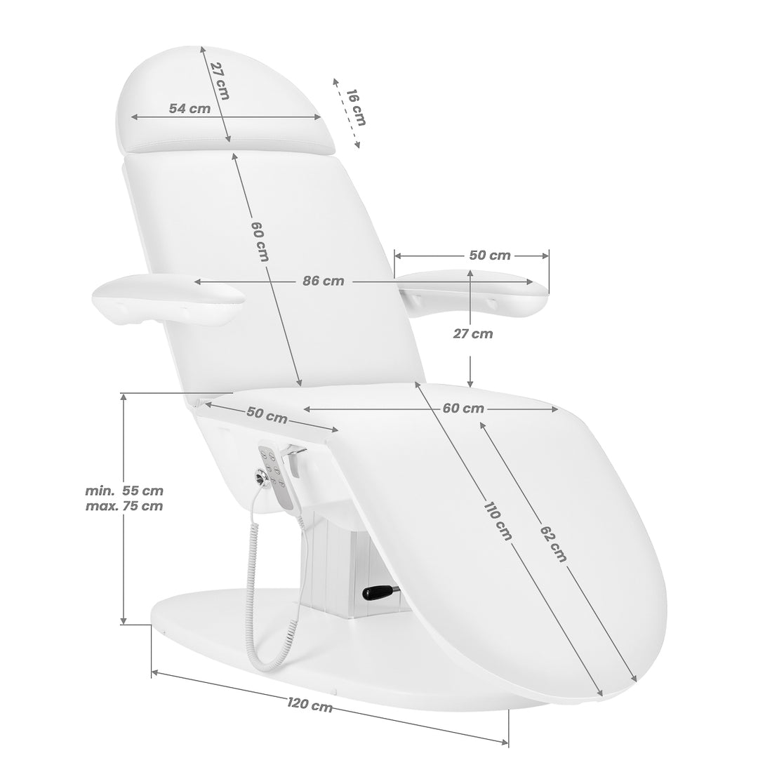 Poltrona Estetica Elettrica 2240K Eclipse con 3 Motori Bianco 14