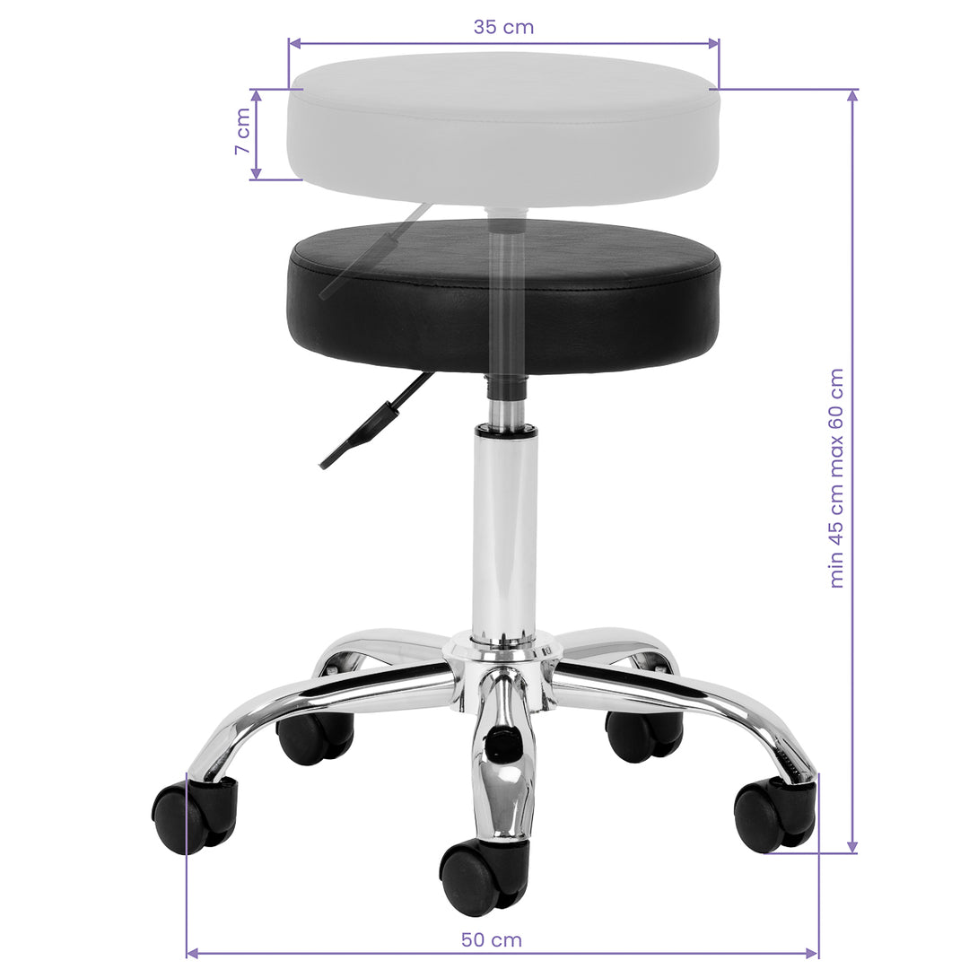 Sgabello con Ruote AM-310v Nero - immagine 4