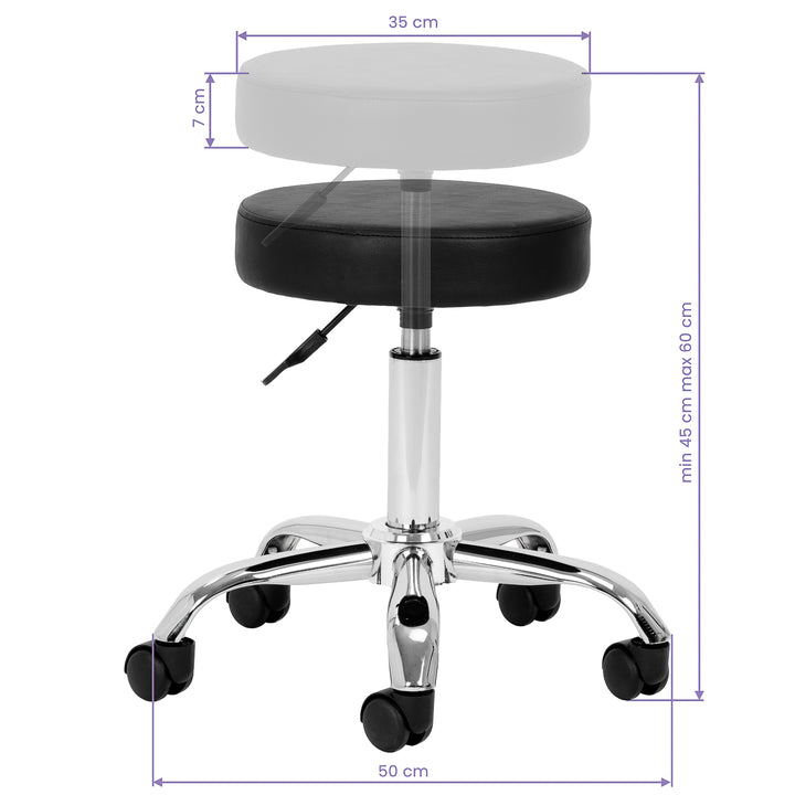 Sgabello con Ruote AM-310v Nero - immagine 4