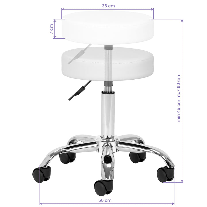 Sgabello con Ruote AM-310v Bianco - immagine 4