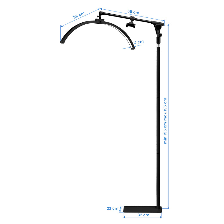 Lampada Extension Ciglia LED con Treppiede e Colore e Intensità Regolabili Glow Nero - immagine 11